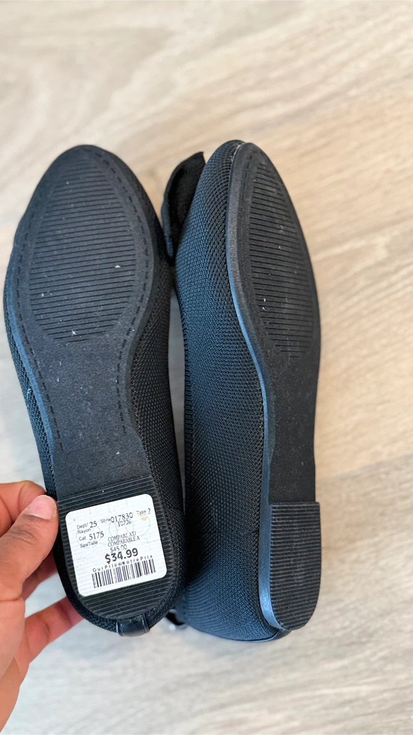Black TAHARI Ballet Flats with Bow - Size 6.5 - photo 2