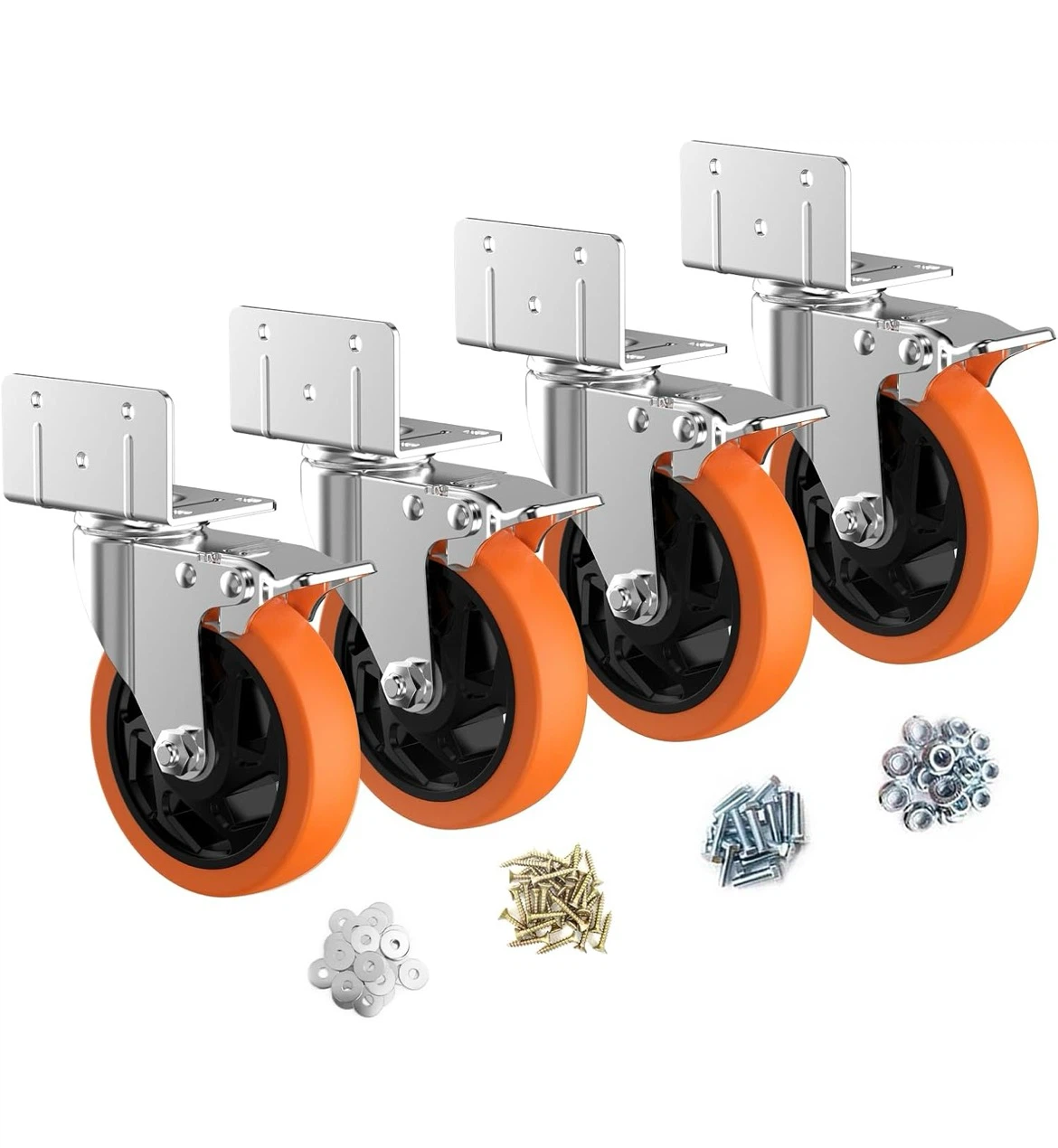 Heavy Duty Caster Wheels (Set of 4) with Brakes
