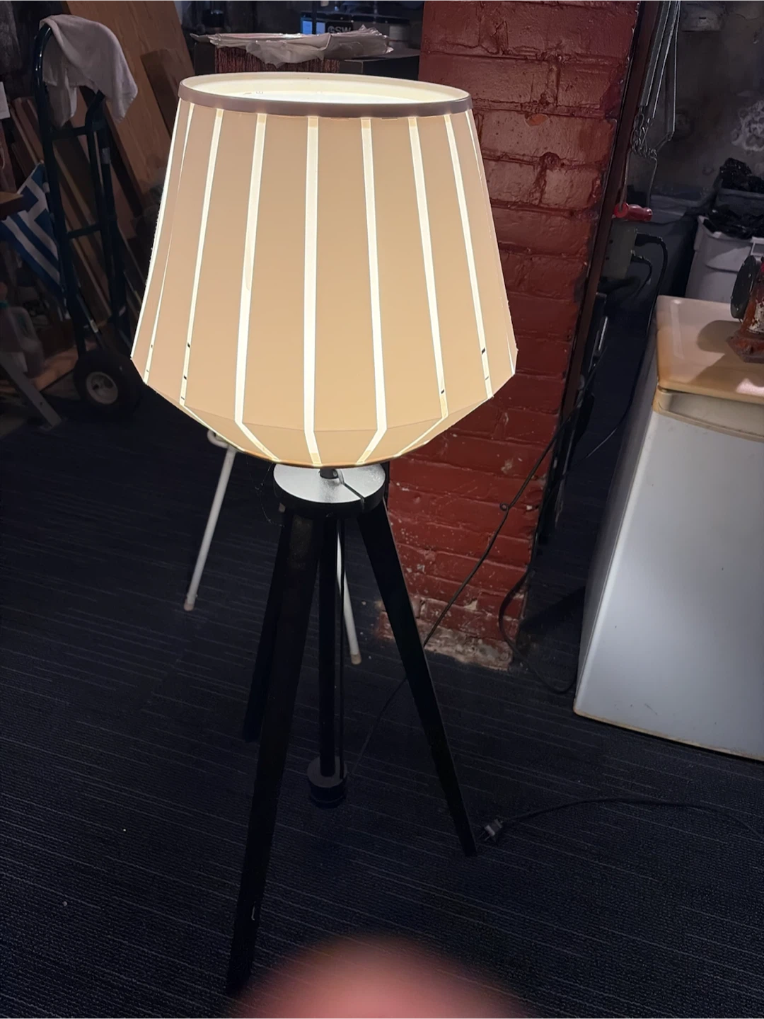 Tripod Floor Lamp with Striped Shade