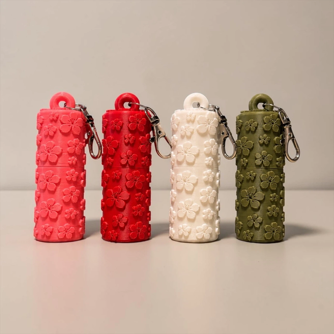 3D Printed Lipstick Holder Keychain – Floral Design - photo 2