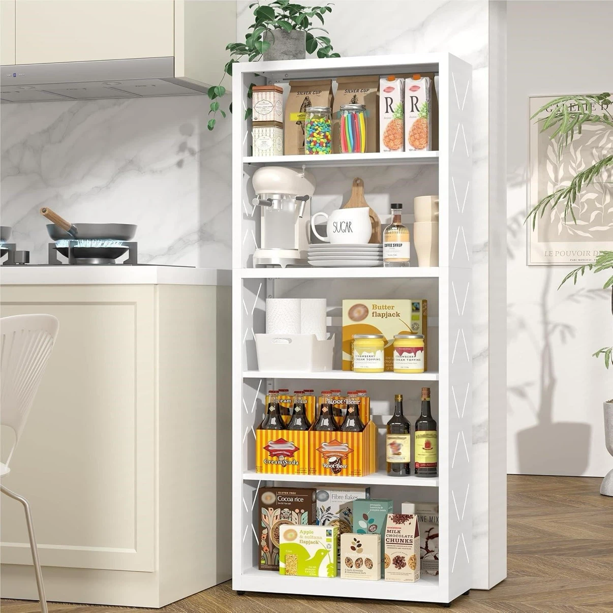 White 5-Shelf Metal Bookshelf