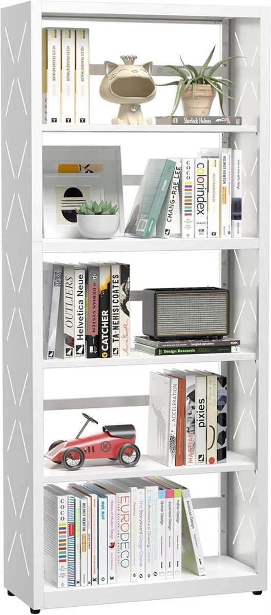 White 5-Shelf Metal Bookshelf - photo 4