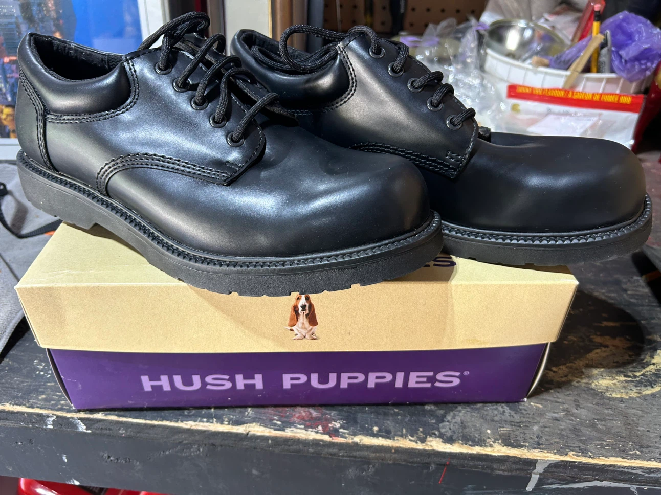 Hush Puppies Black Leather Oxford Shoes
