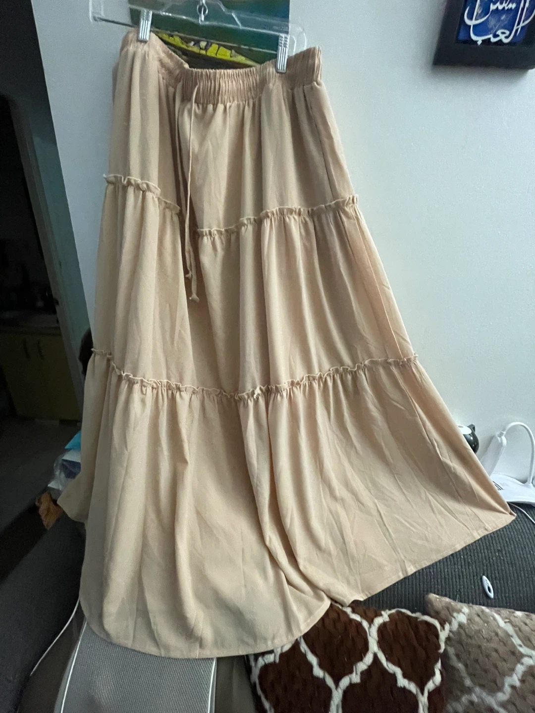 Tiered Maxi Skirt - Beige - photo 2