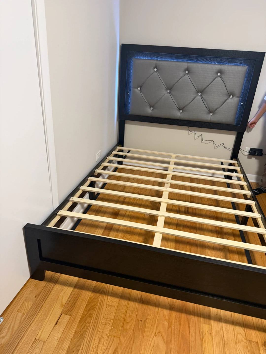 Full Size Black Bed Frame with LED Headboard - photo 2