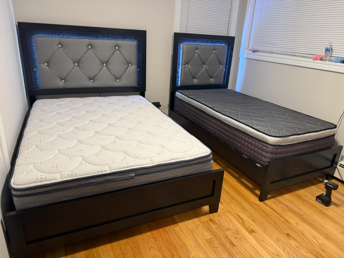 Full Size Black Bed Frame with LED Headboard - photo 3