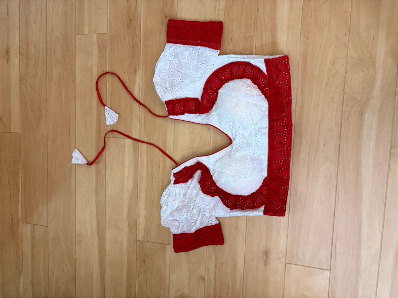 White and Red Broderie Anglaise Crop Top