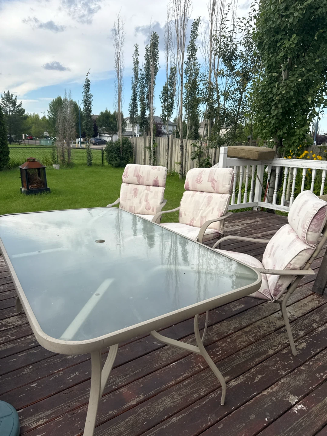 Glass Top Patio Dining Set with 4 Chairs