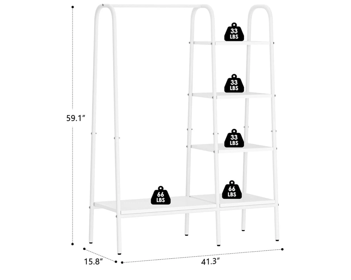 White Hallway Garment Rack with Shelves - photo 2