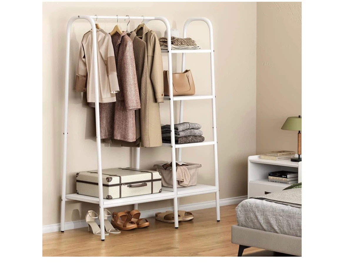 White Hallway Garment Rack with Shelves - photo 3