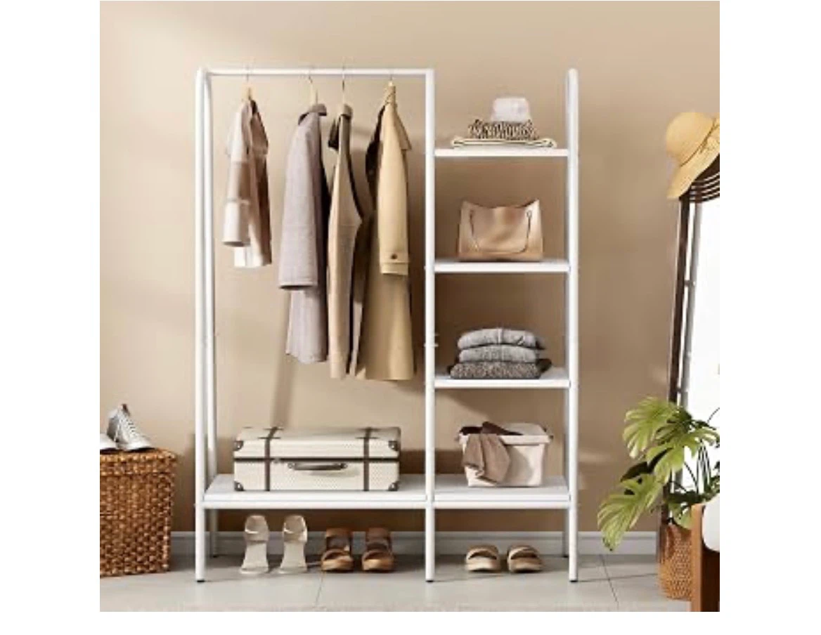 White Hallway Garment Rack with Shelves - photo 5