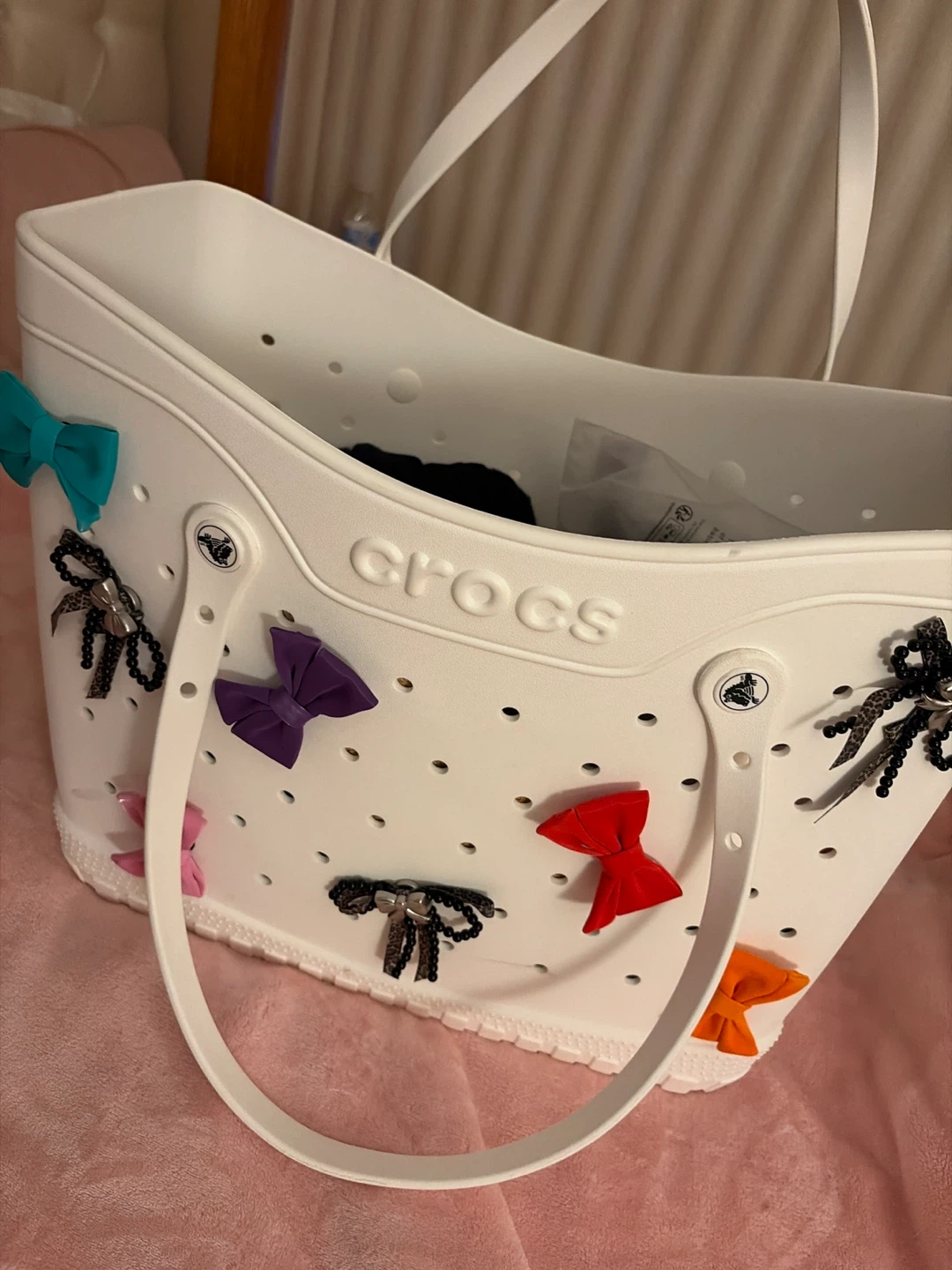 White Crocs Tote Bag with Charms