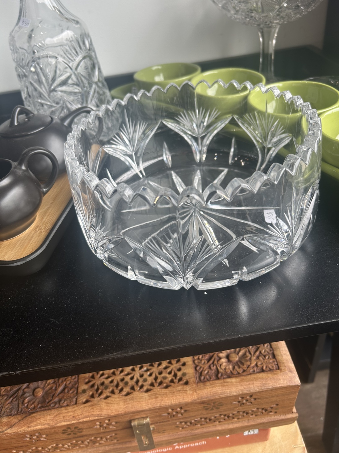 Cut Crystal Glass Fruit Bowl