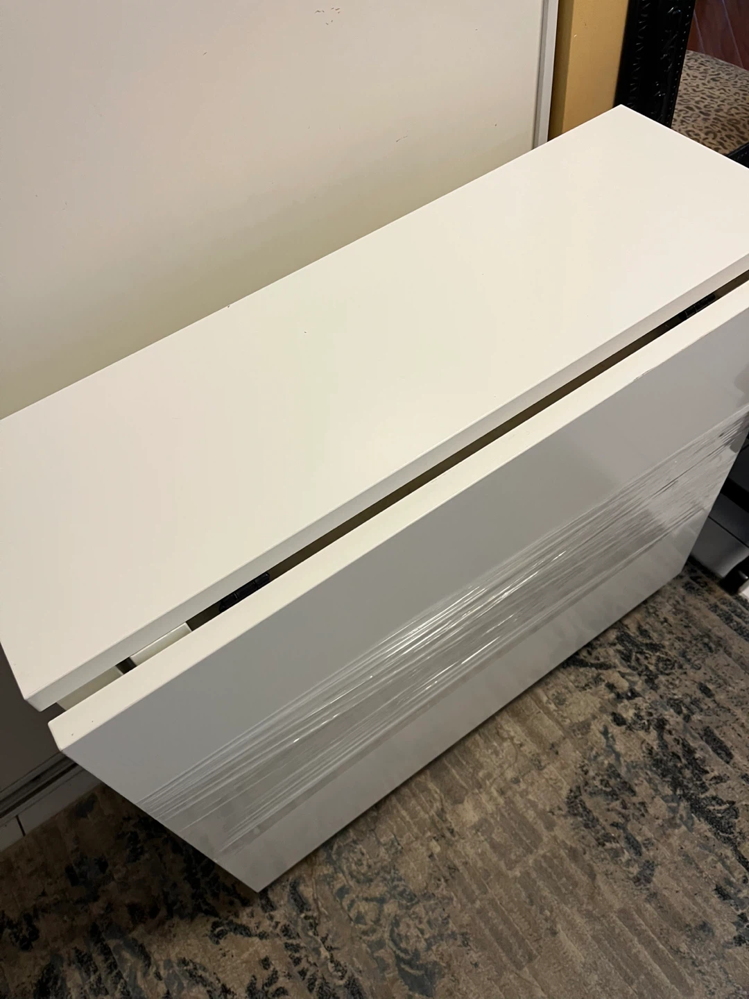 White IKEA Drop Leaf Dining Table with Drawers