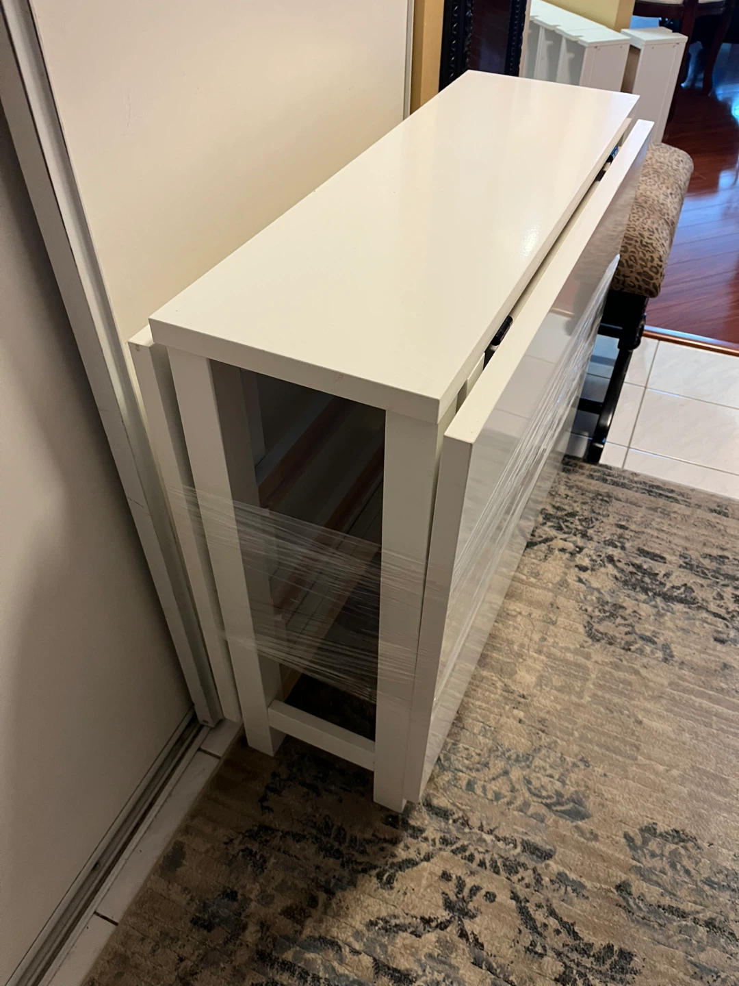 White IKEA Drop Leaf Dining Table with Drawers - photo 2