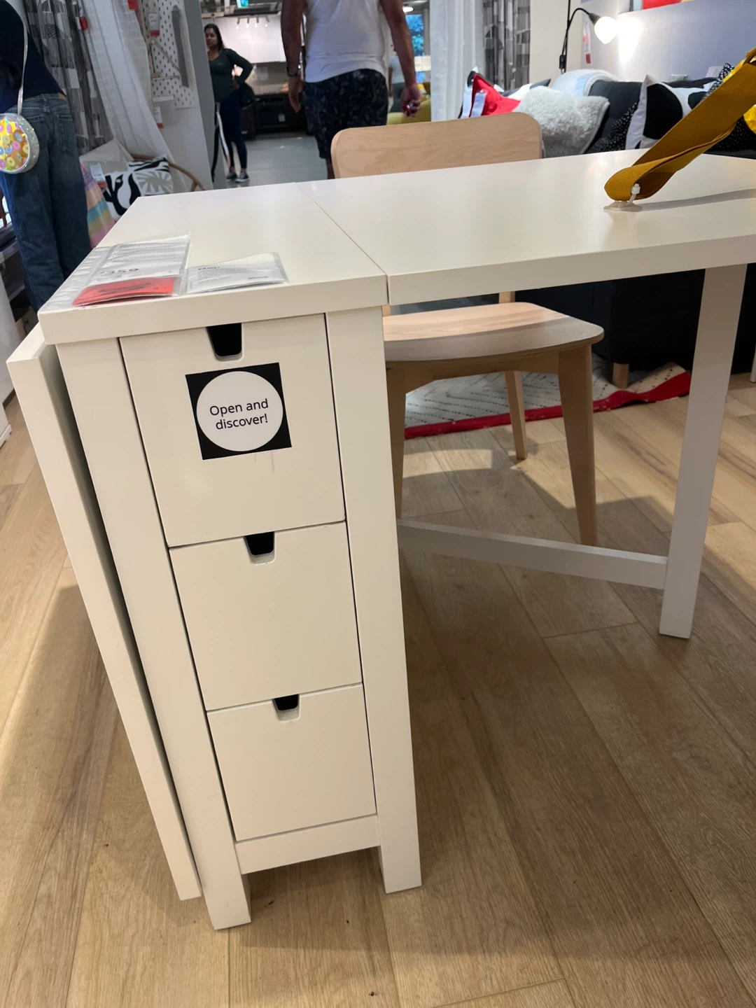 White IKEA Drop Leaf Dining Table with Drawers - photo 4