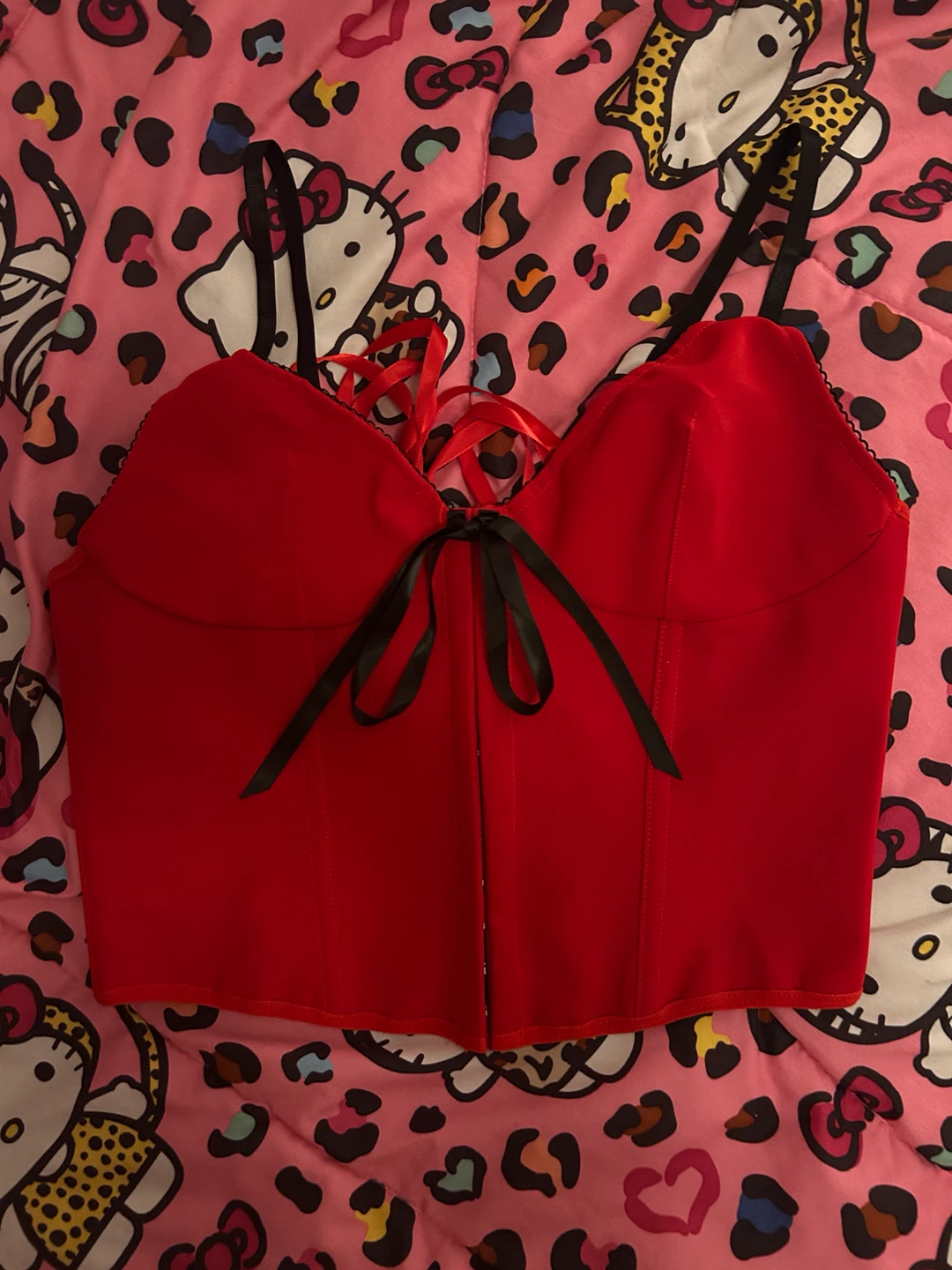 red and black corset top