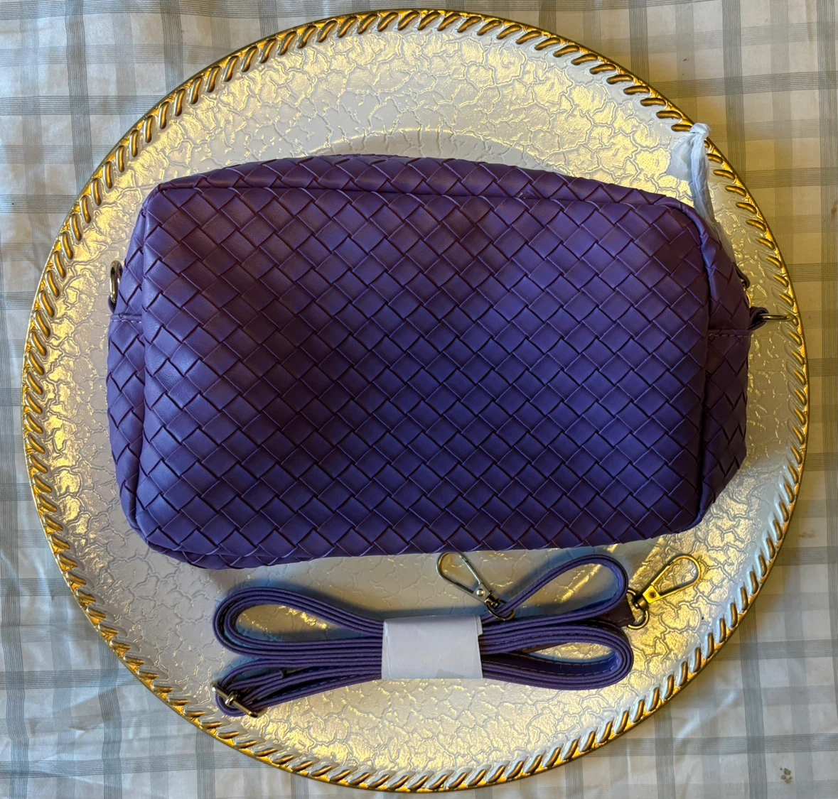 ✨✨Purple Woven Crossbody Bag with Strap