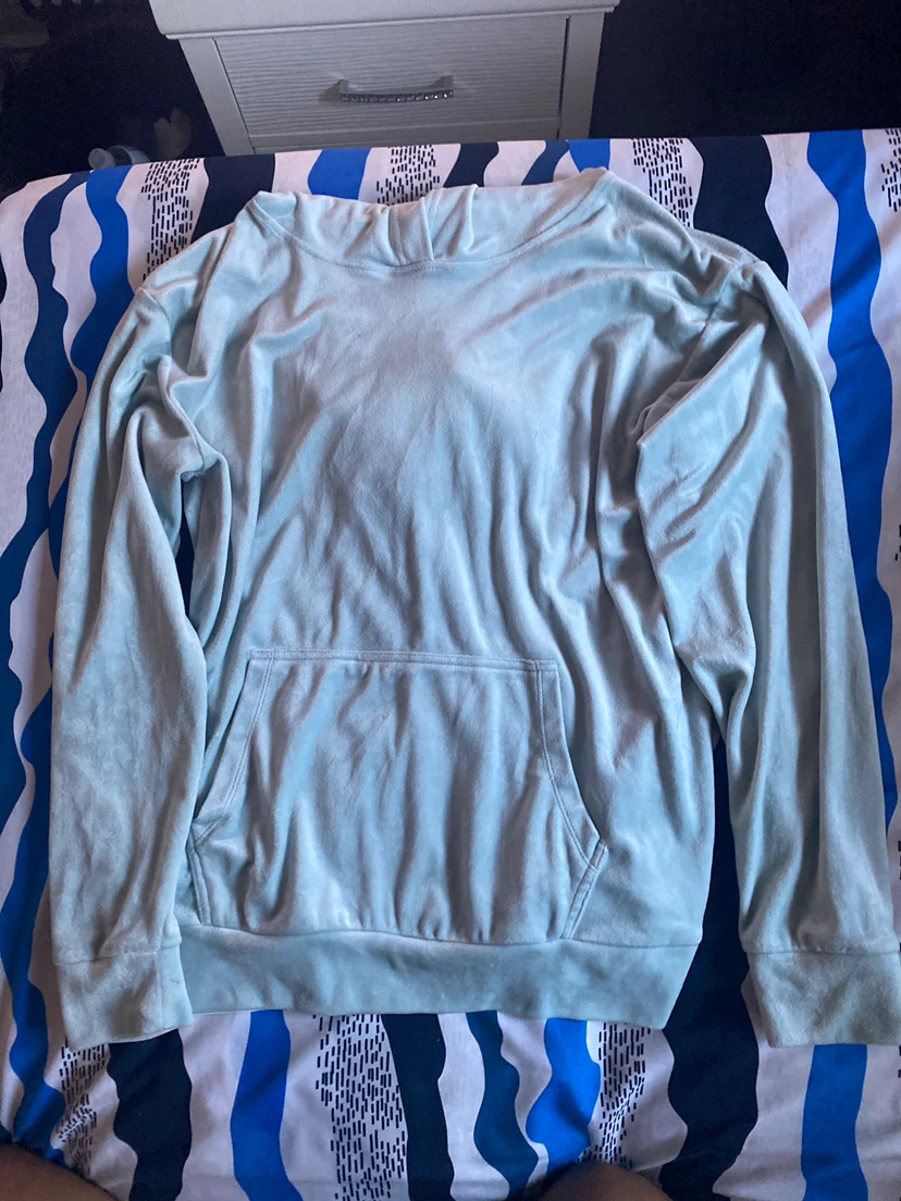 Light Blue Velour Hoodie