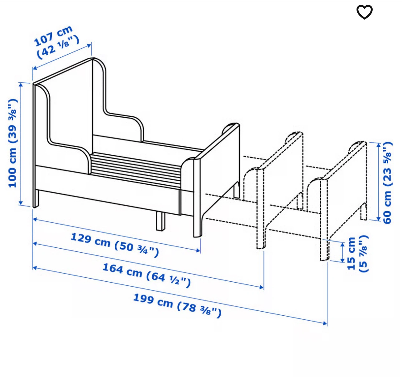 IKEA BUSUNGE Extendable Toddler Bed Frame - Pink - photo 2
