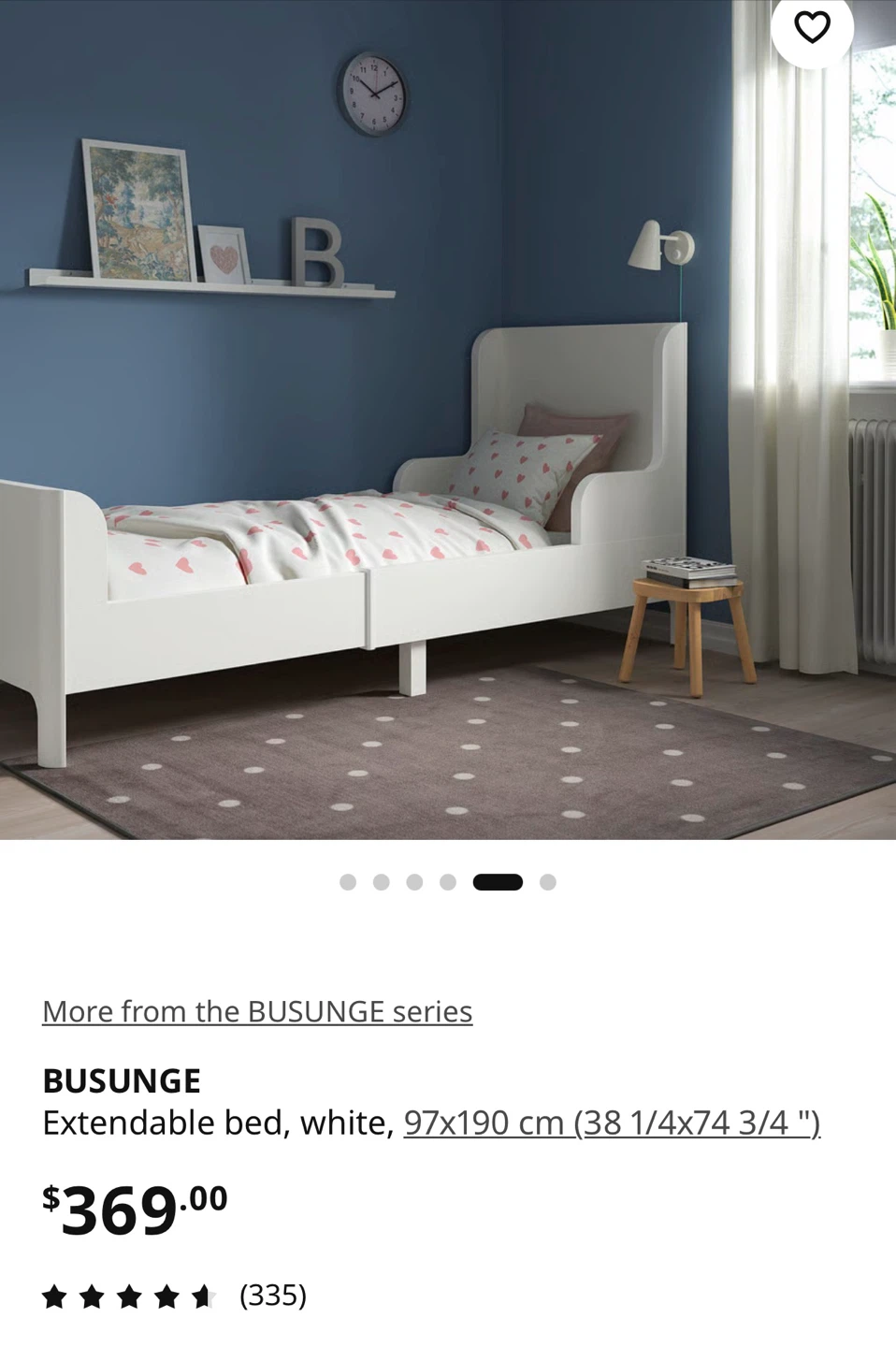IKEA BUSUNGE Extendable Toddler Bed Frame - Pink - photo 3
