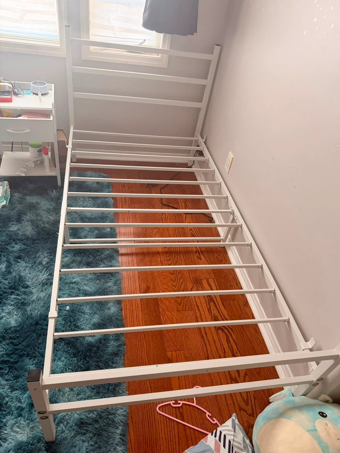 Twin Metal Bed Frame with Built-in Power Outlet