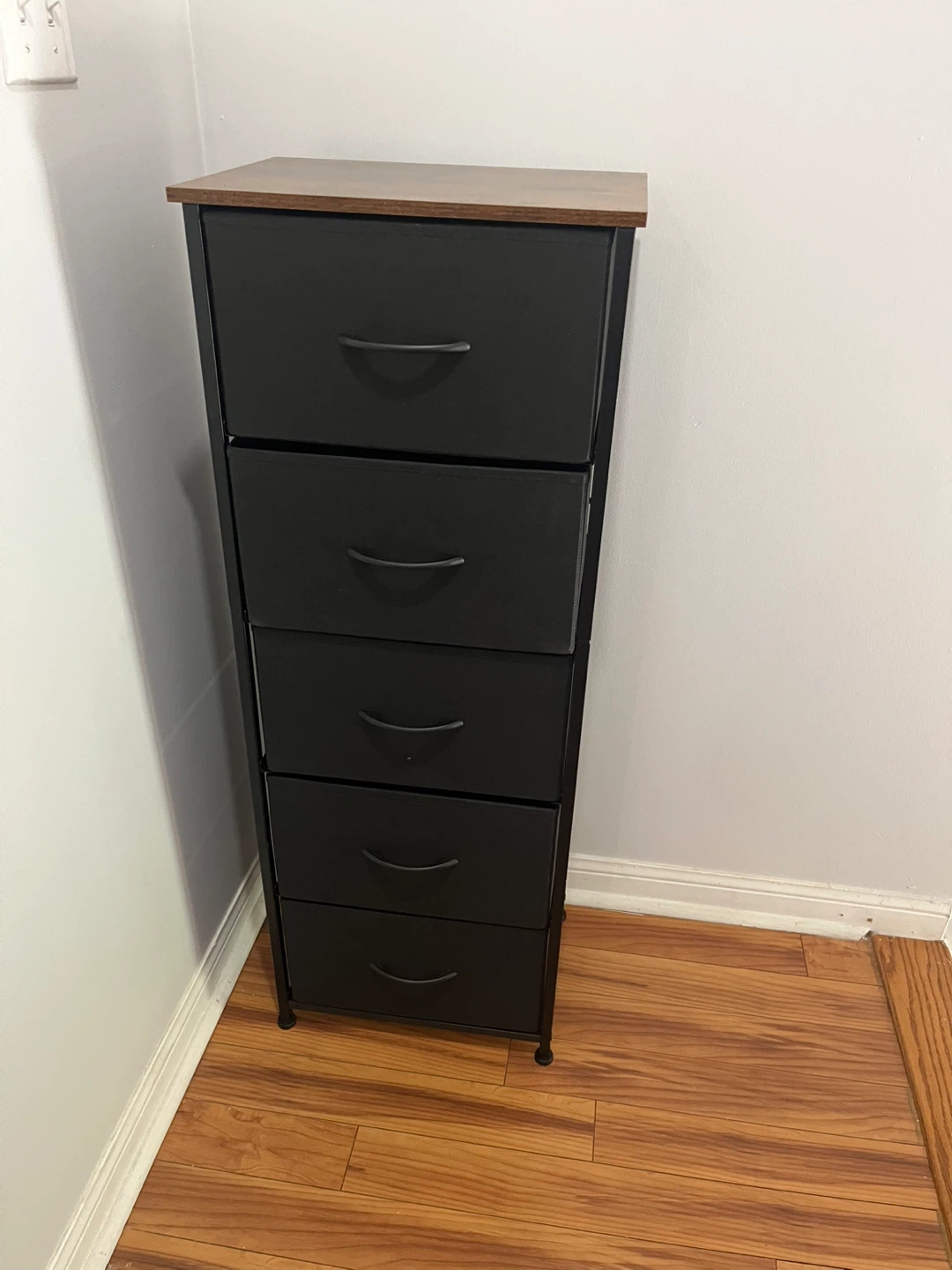 5 Drawer Tall Dresser with Wood Top