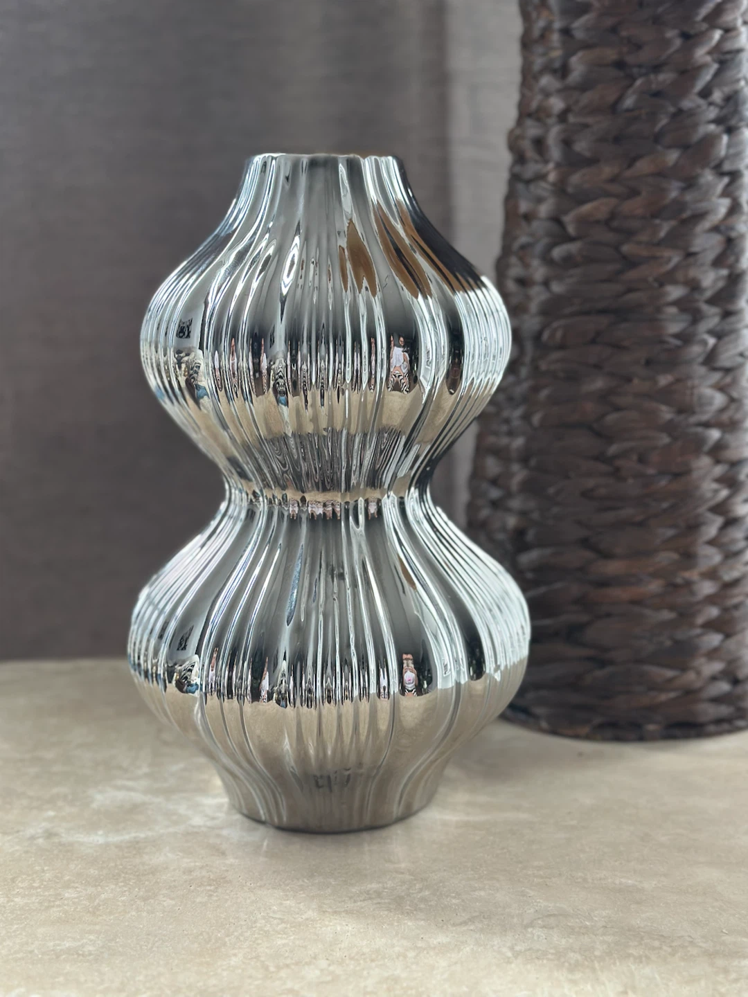Silver Fluted Decorative Vase