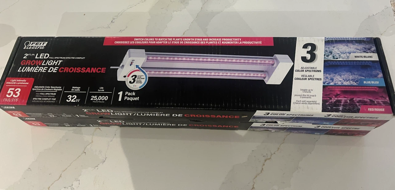 Brand New Feit Electric 2FT 32W LED Grow Light – Adjustable 3 Sp