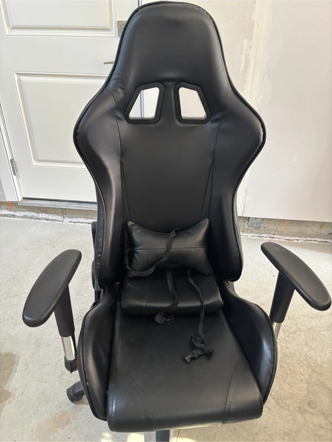 Black Gaming Chair with Lumbar Pillow
