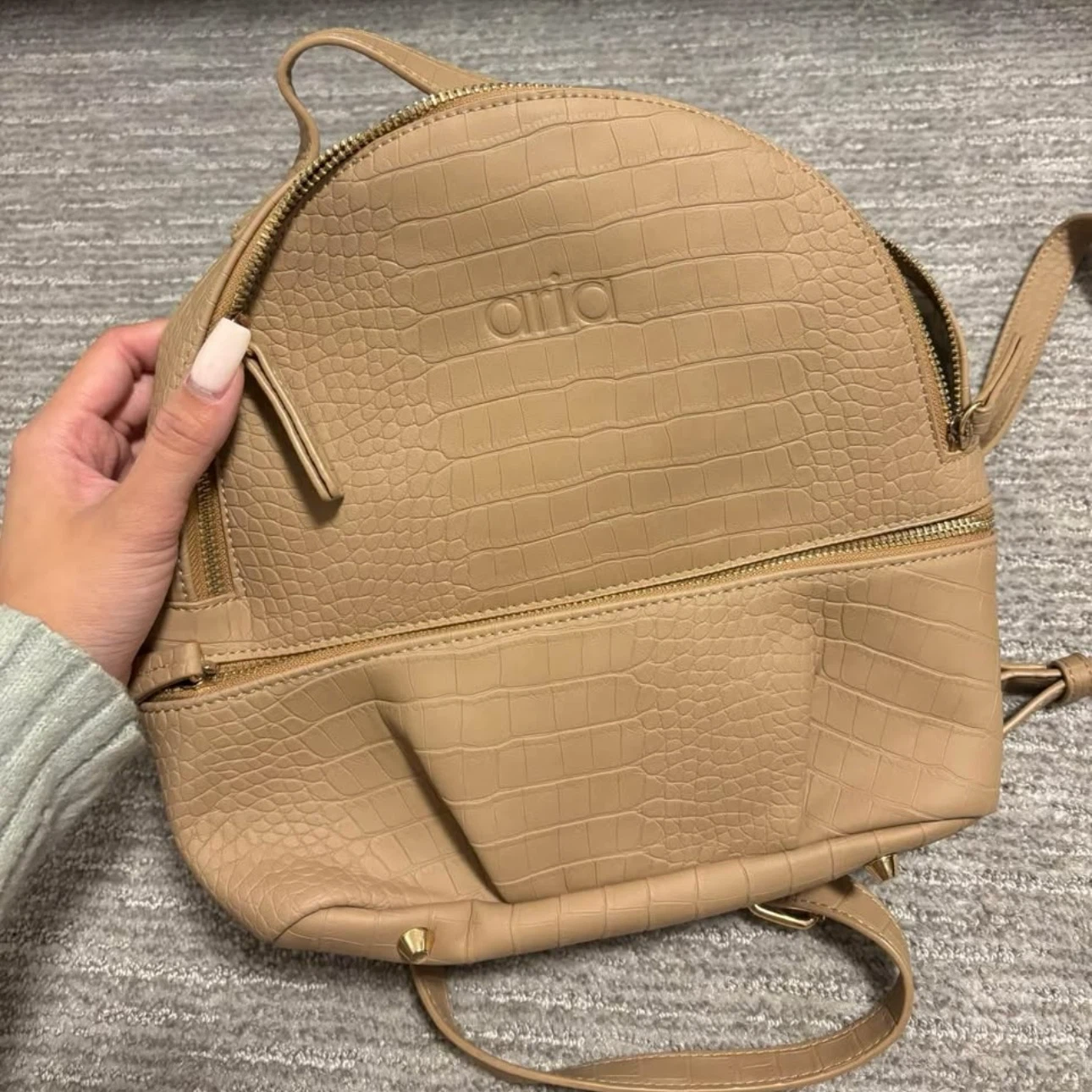 Aria Tan Faux Croc Mini Diaperbag