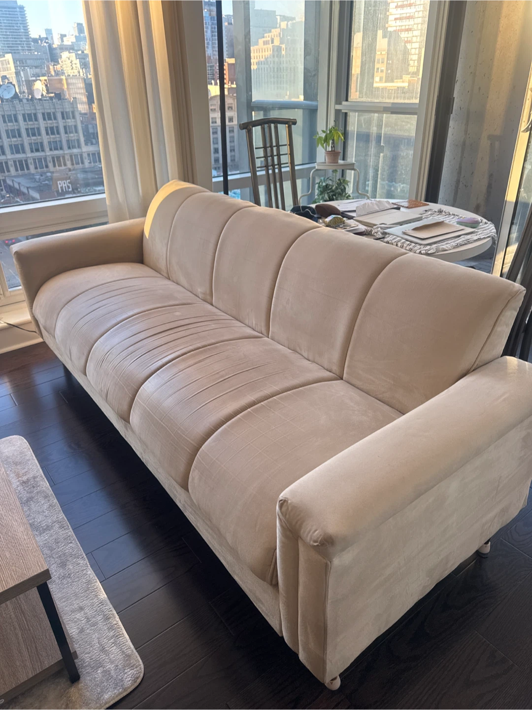 Beige Velvet Sofa Bed