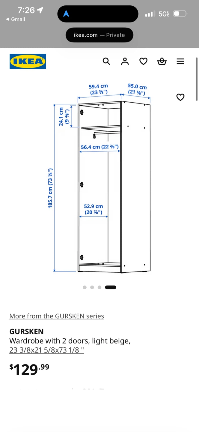 IKEA GURSKEN Wardrobe - Light Beige - photo 3