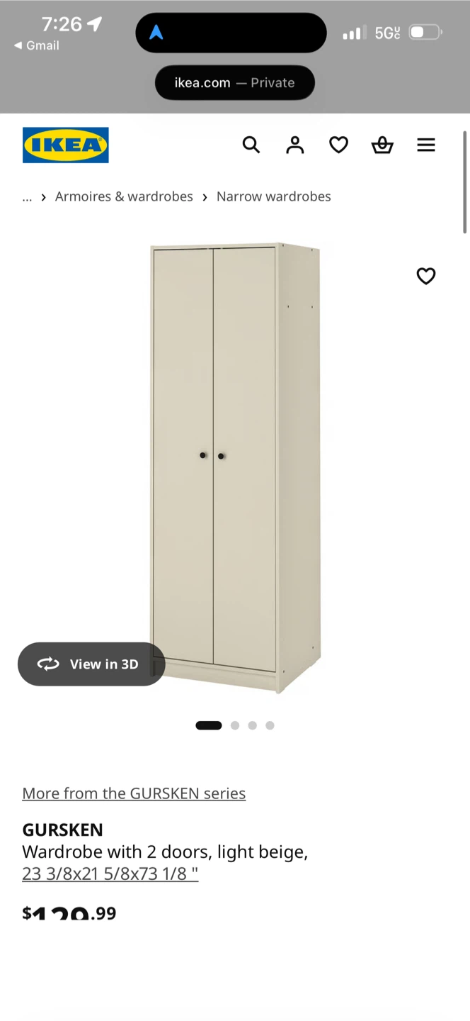 IKEA GURSKEN Wardrobe - Light Beige - photo 4