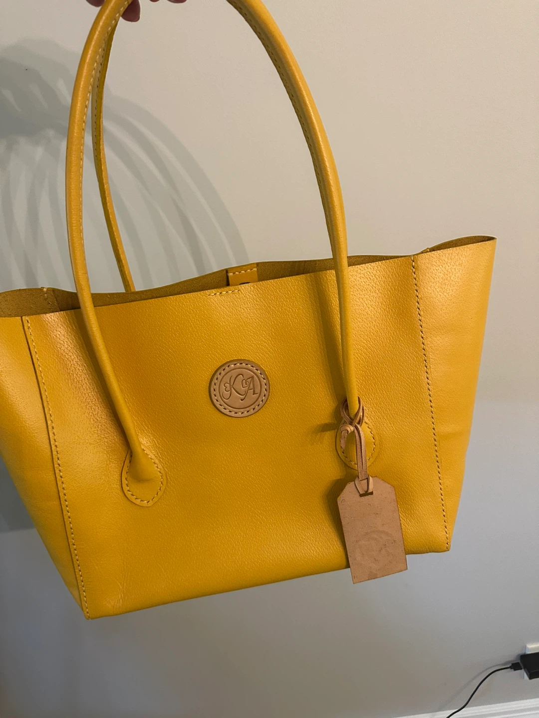 Yellow Leather Tote Bag