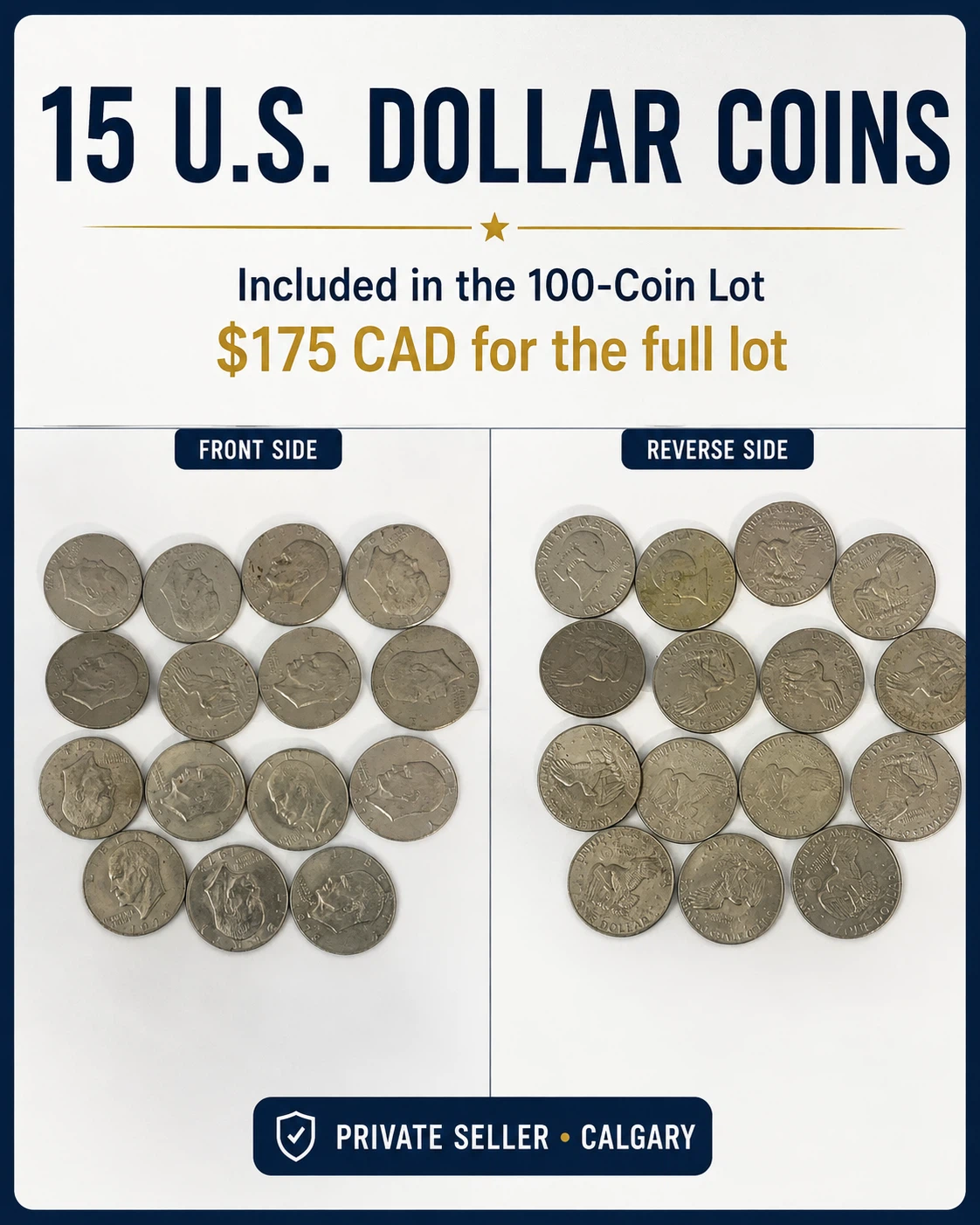 100 U.S. Coin Lot 85 Kennedy Halves 15 Eisenhowers– 5 Silver - photo 2