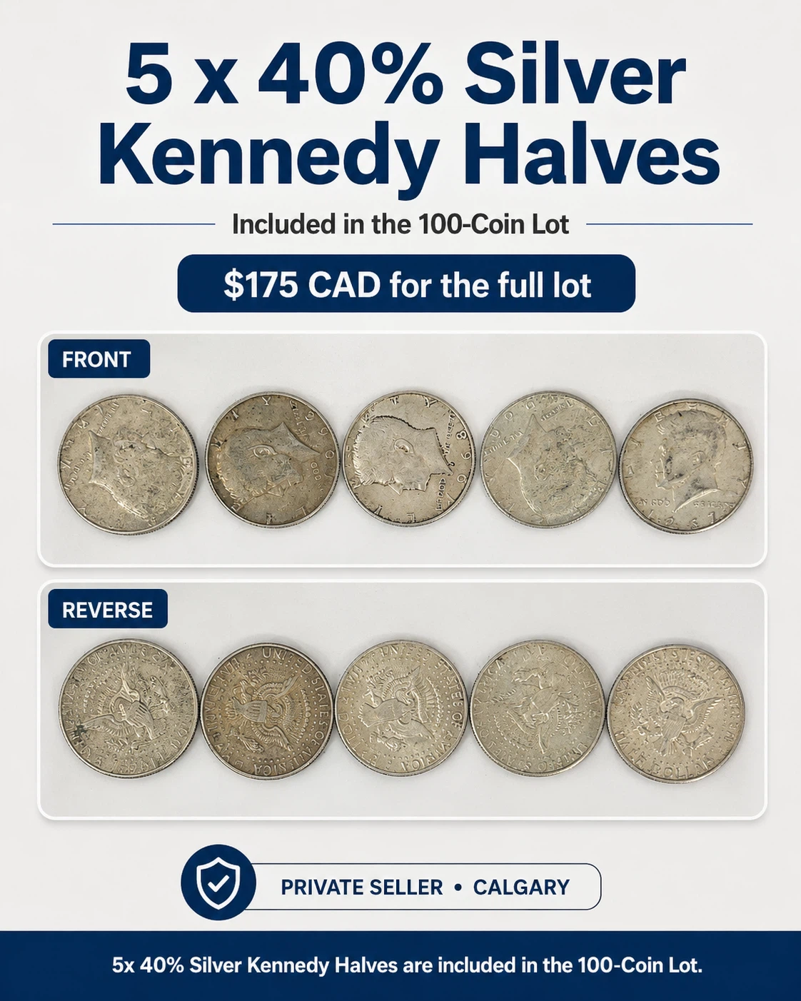 100 U.S. Coin Lot 85 Kennedy Halves 15 Eisenhowers– 5 Silver - photo 4
