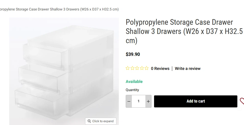 Polypropylene Storage Case Drawer 3 Shallow Drawers