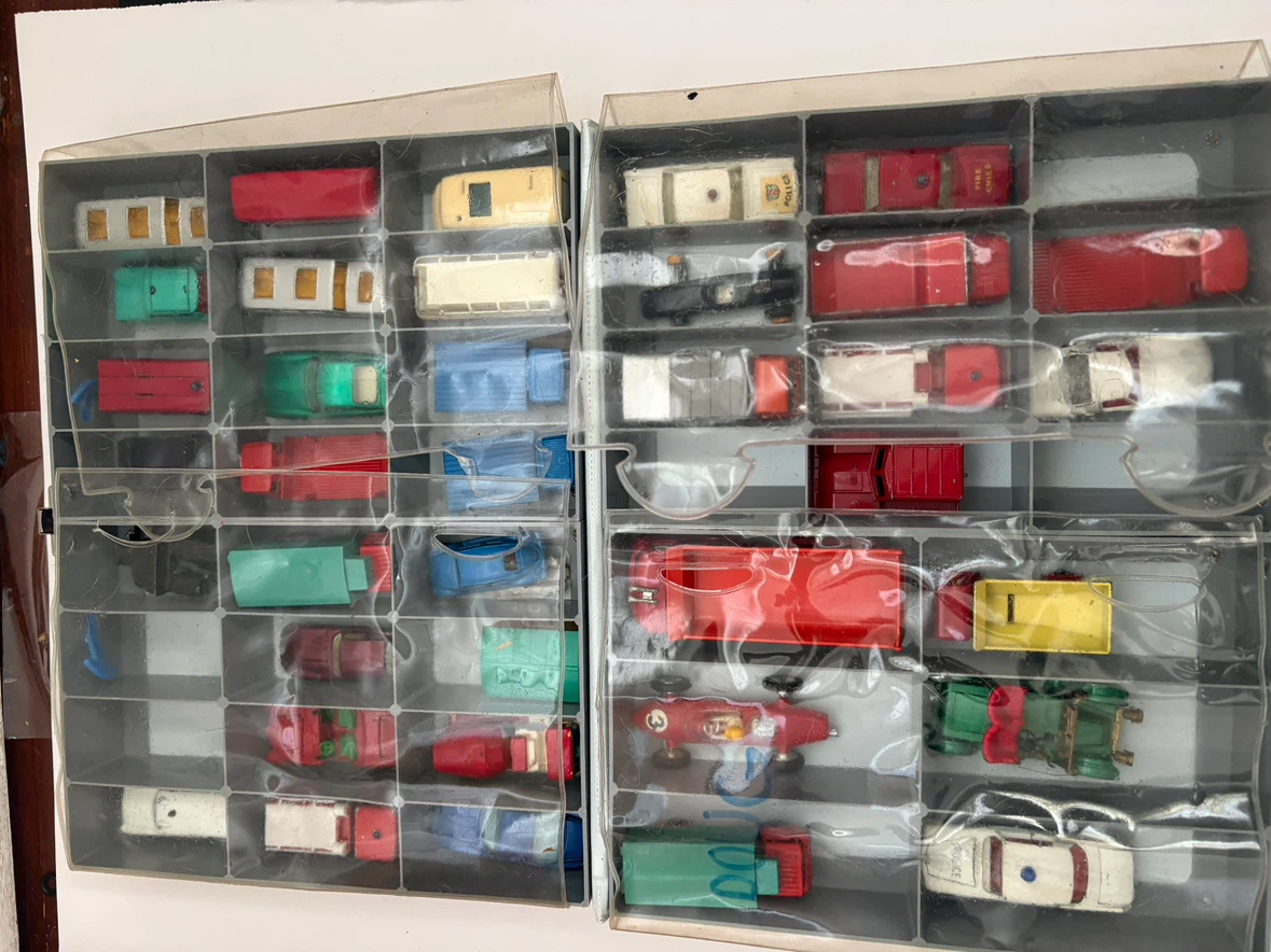 Lot of 47 1966 Lesney matcbox cars  with collecter Mattel Case
