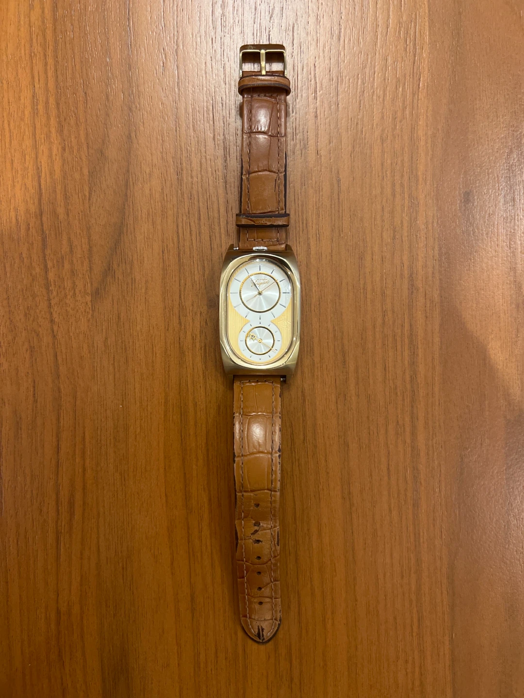 Munsingwear Penguin Watch - Gold Tone, Brown Leather Strap