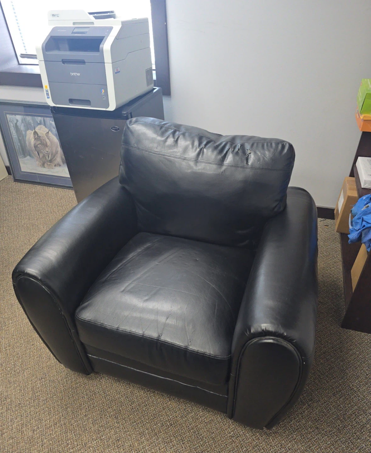Black Faux Leather Armchair – Oversized Office Living Room Chair - photo 2