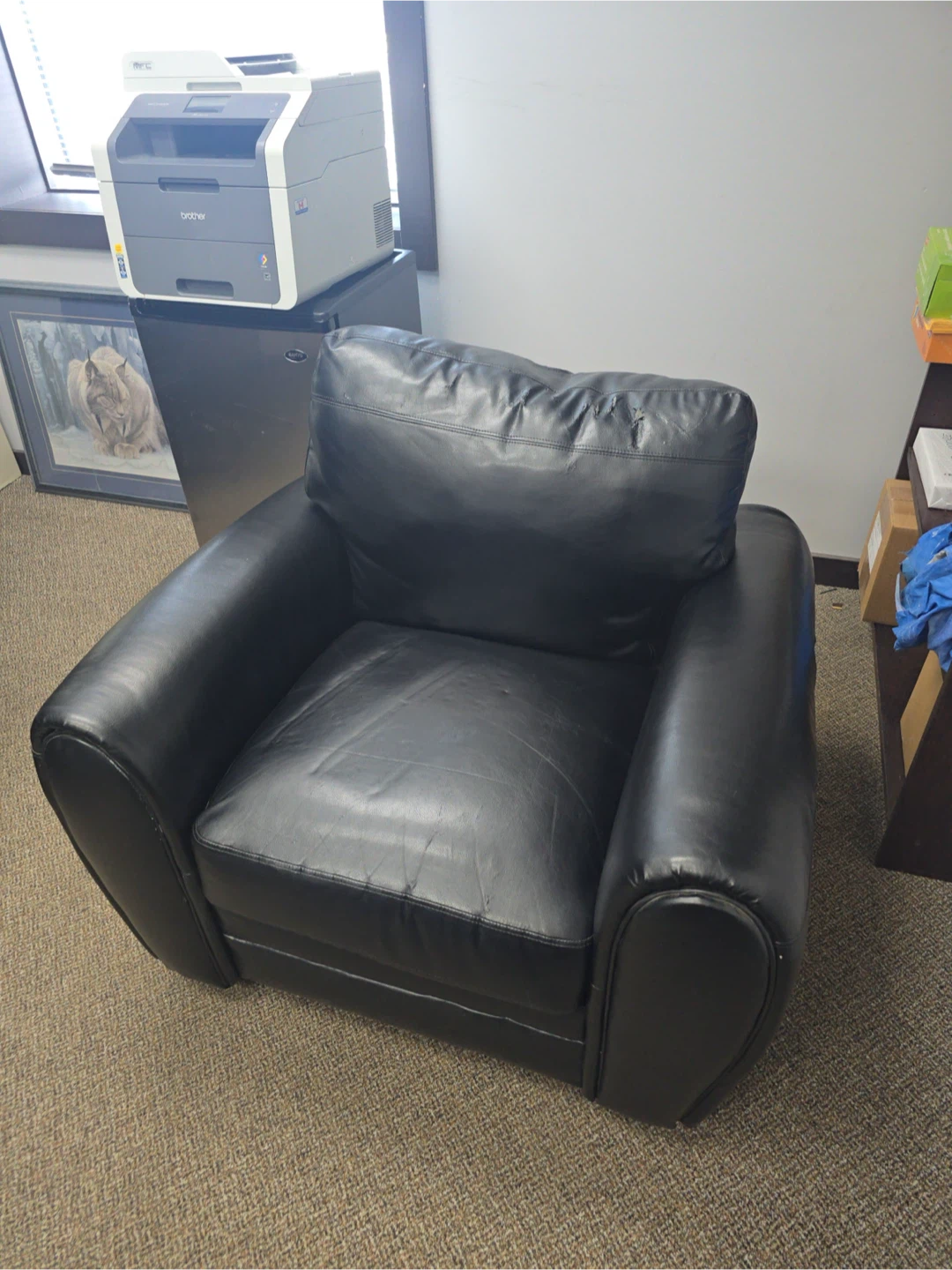 Black Faux Leather Armchair – Oversized Office Living Room Chair - photo 3