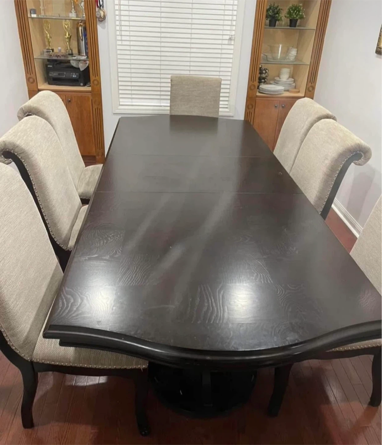 Dark Wood Dining Table with 6 Chairs - photo 2