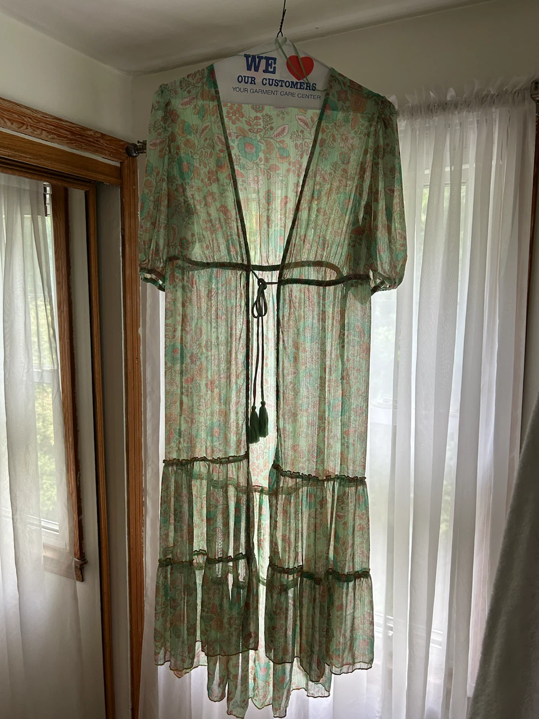 Beautiful Aqua Floral Maxi Swim Cover-Up / Beach Dress - photo 3
