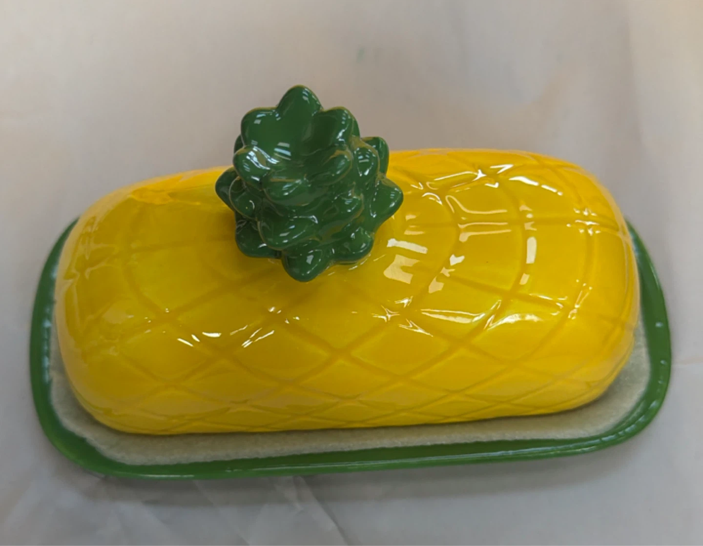 Ceramic Pineapple Butter Dish with Lid - photo 2