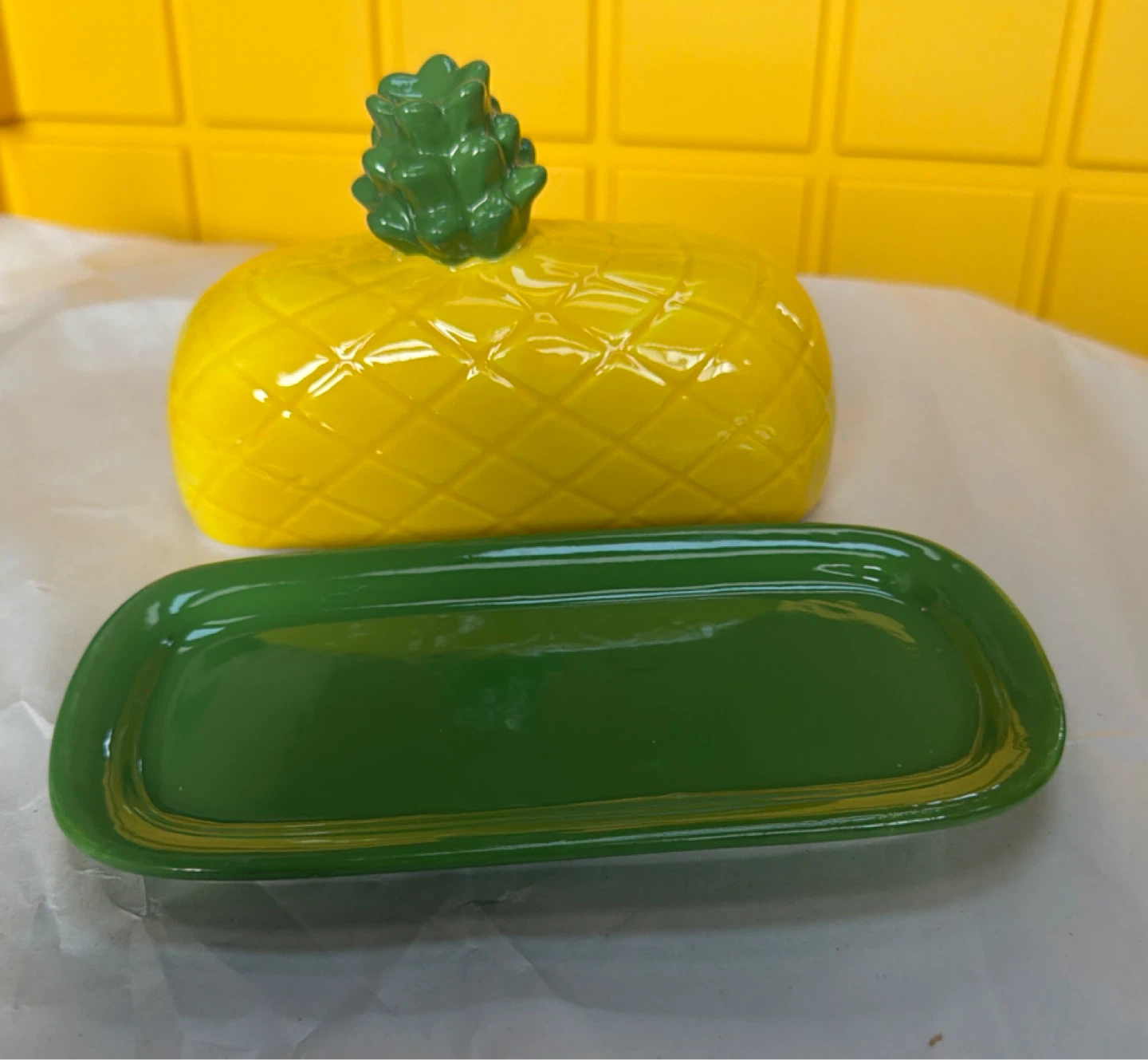 Ceramic Pineapple Butter Dish with Lid - photo 4