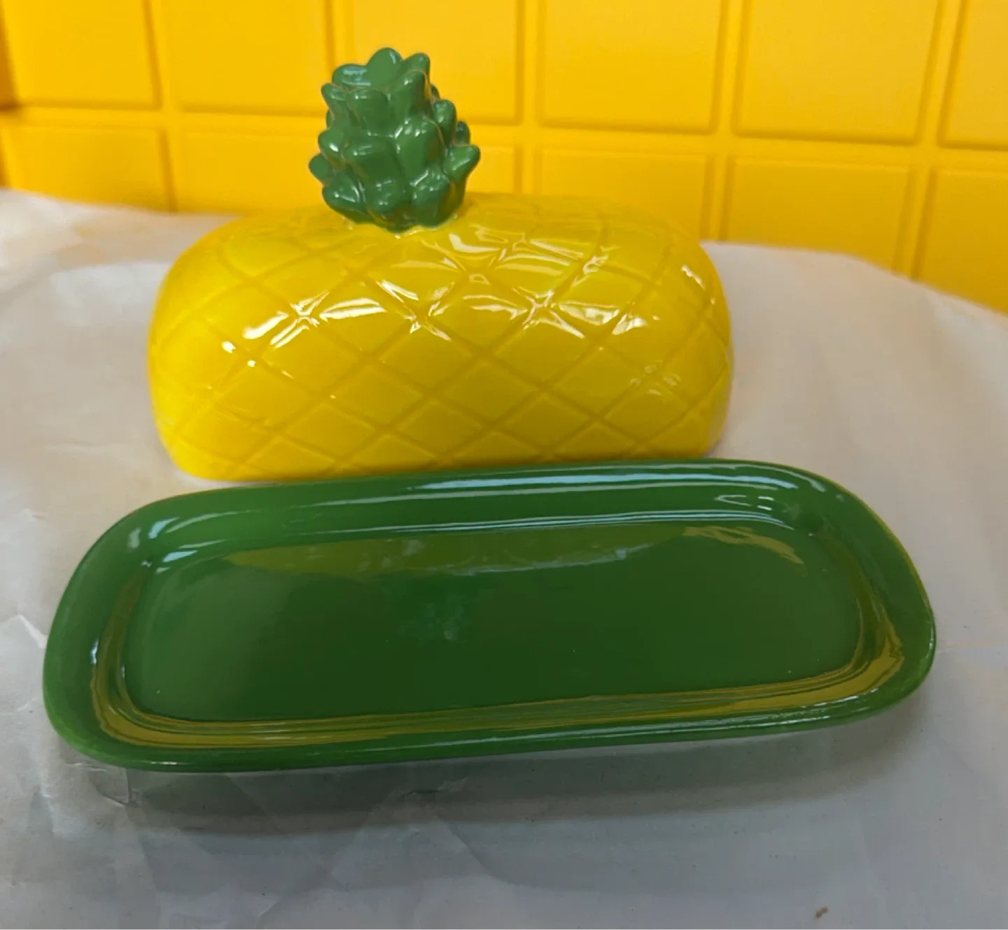 Ceramic Pineapple Butter Dish with Lid - photo 4