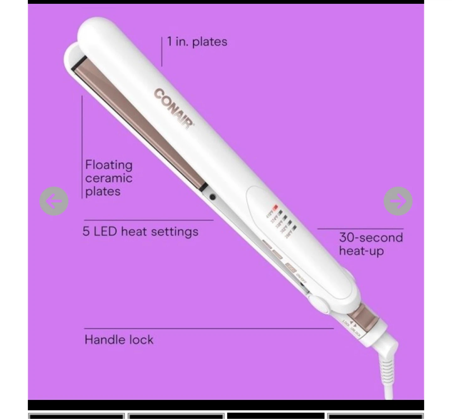 Conair Double Ceramic Flat Iron, 1" Plates