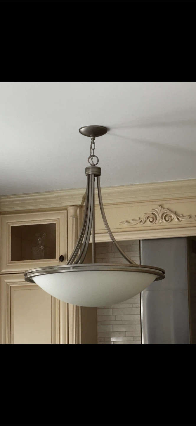 Chrome Drum Pendant Light Fixture - photo 2
