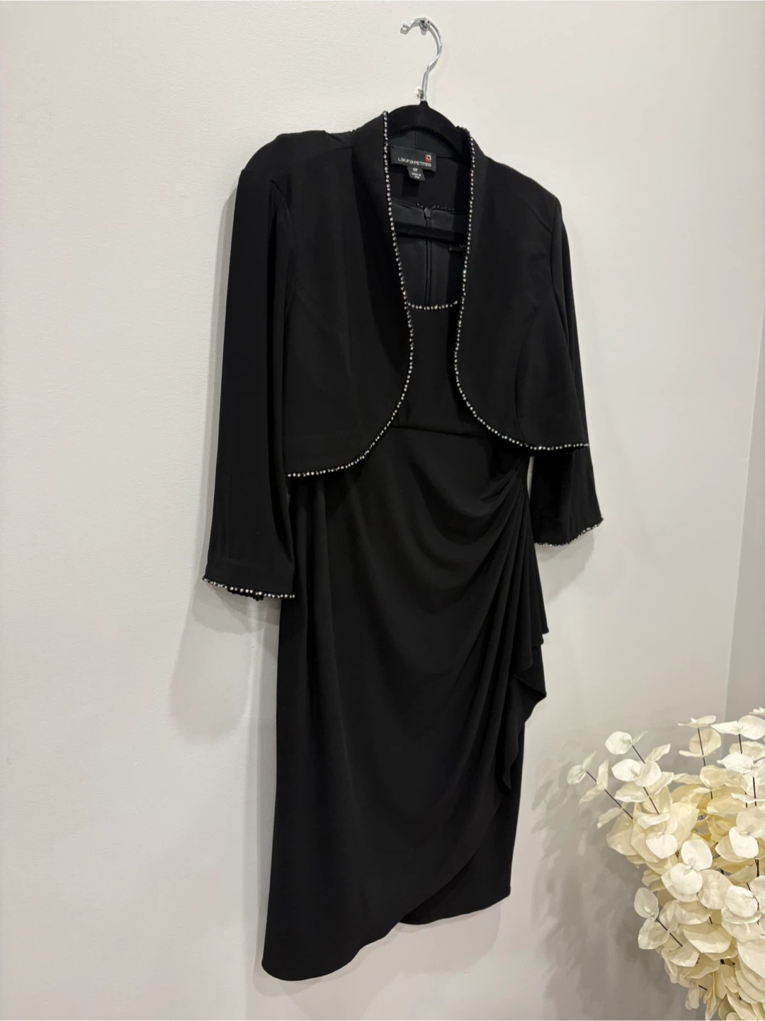 Black Ruched Dress and Bolero Set